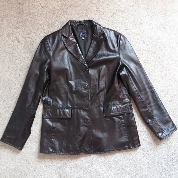 GAP woman's 100% genuine leather black jacket/coat size L - Picture 5 of 10